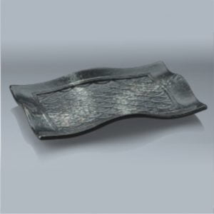 Black Porcelain Wave Rectangle Plate