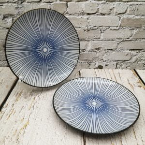 Blue Line Ceramic Round Shallow Plate