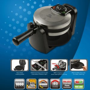 TRIO TWM-85 Belgian Waffle Maker 180 Degree Flip, Stainless Steel