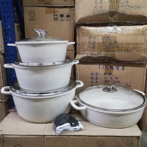 Wellberg Aluminium Granite Marble Coating Cookware Set 10pcs